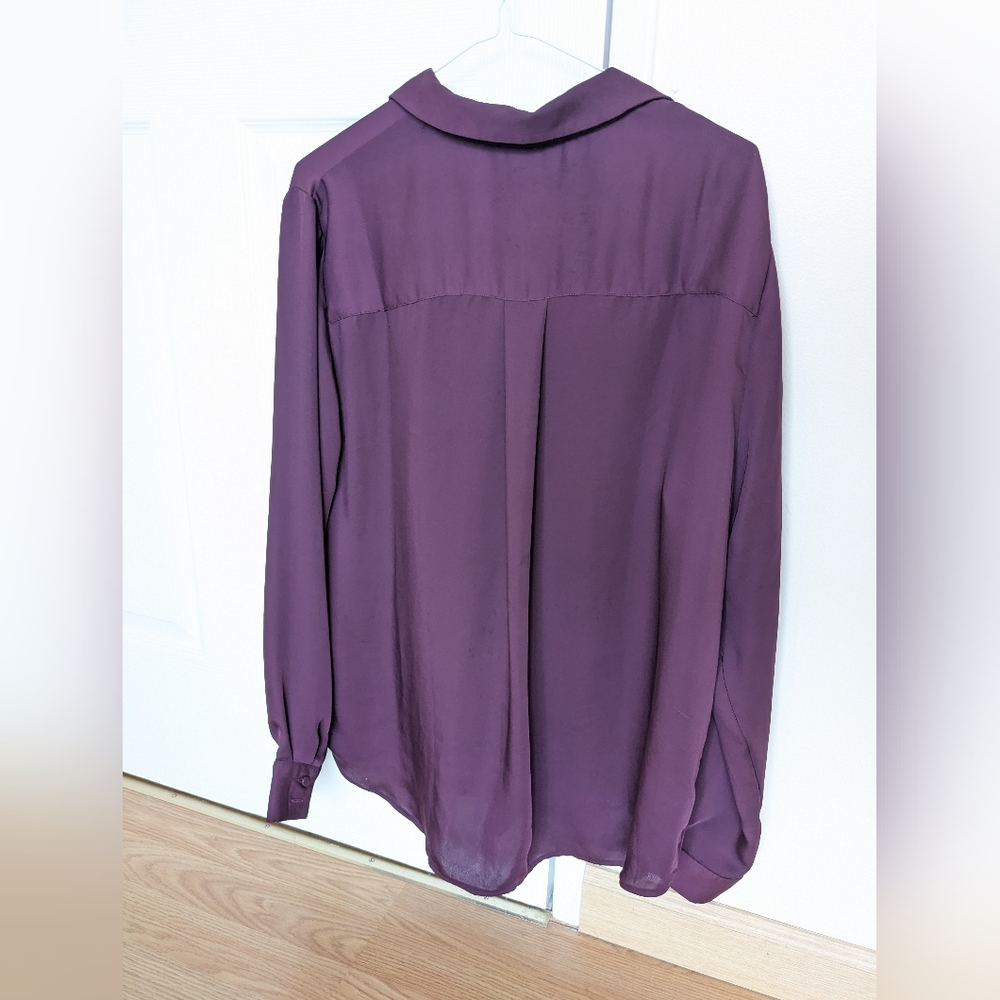 Women's Burgundy Long Sleeve Blouse - Picture 2 of 9